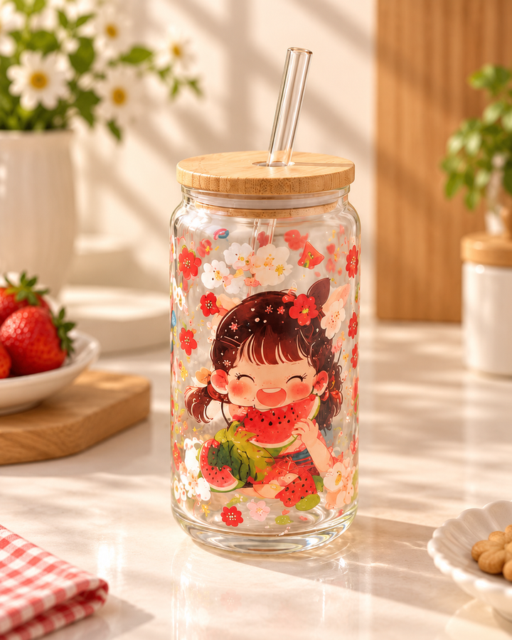 مج زجاج برسومات بنات كرتونية - شكل ٣